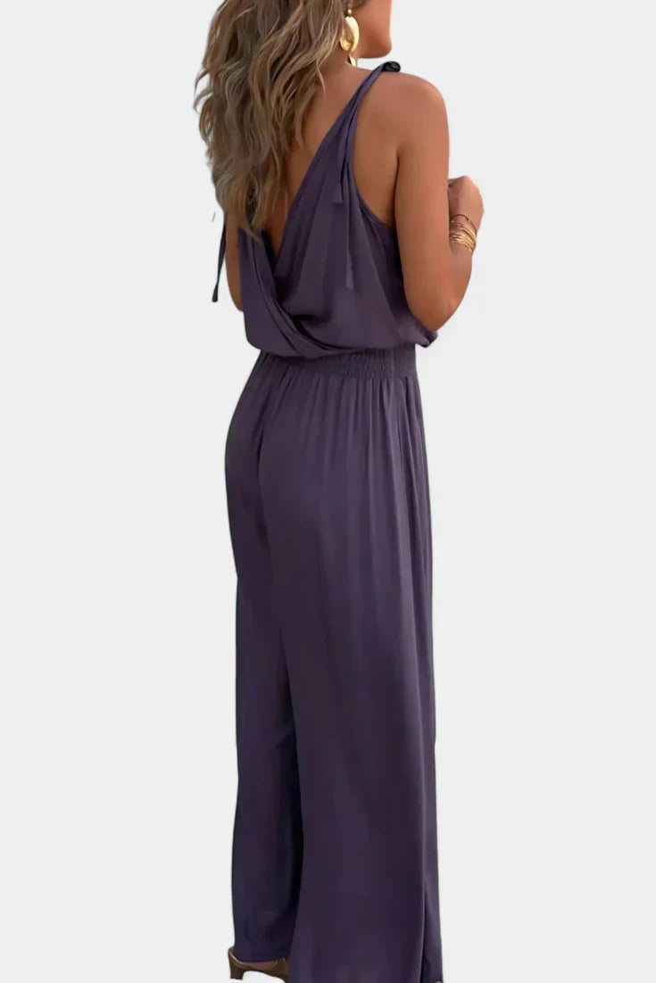 Donatilla Jumpsuit with Gold Details and Open Back