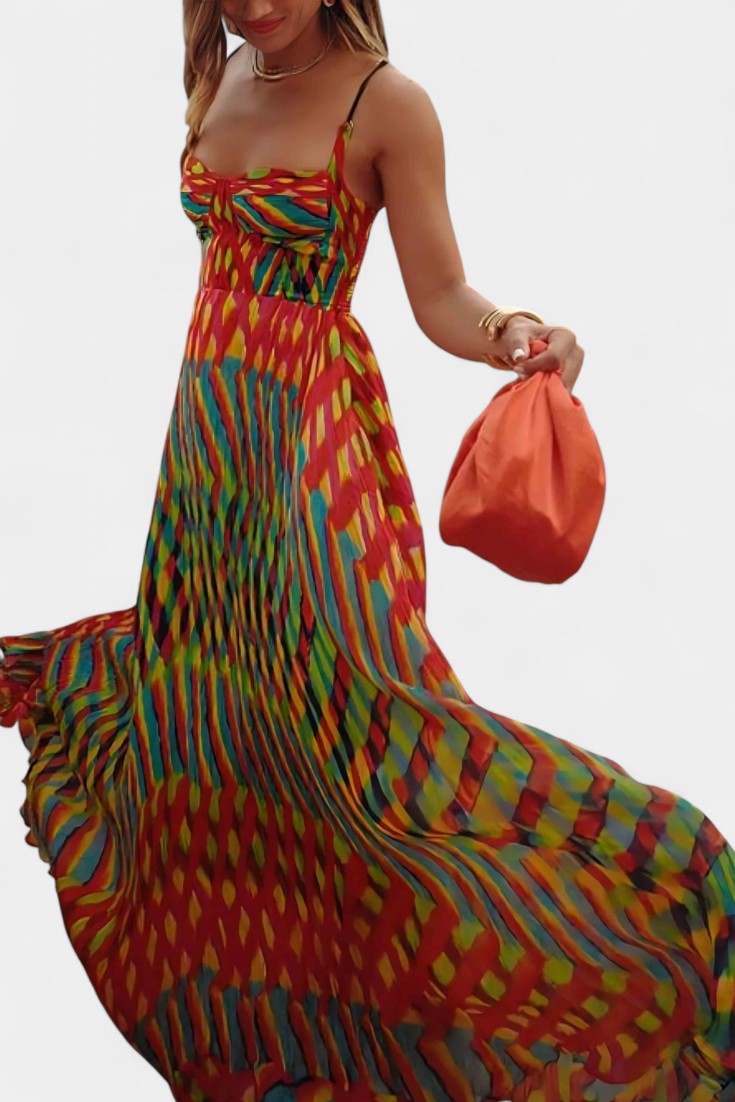 Océana Halter Maxi Dress with Abstract Pattern