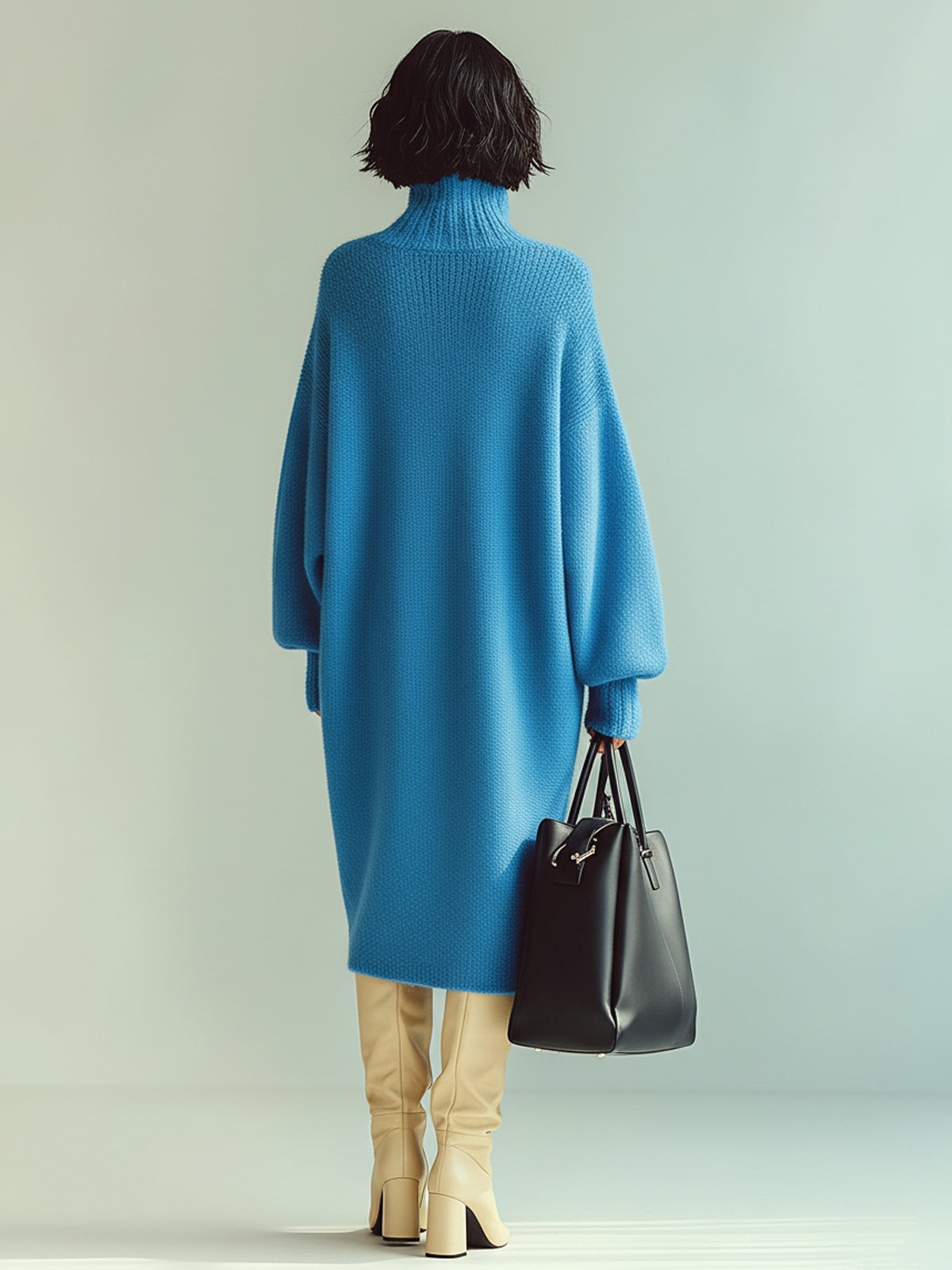 Ohneia | Midi Dress Red Blue Blouse with Long Sleeves Oversized