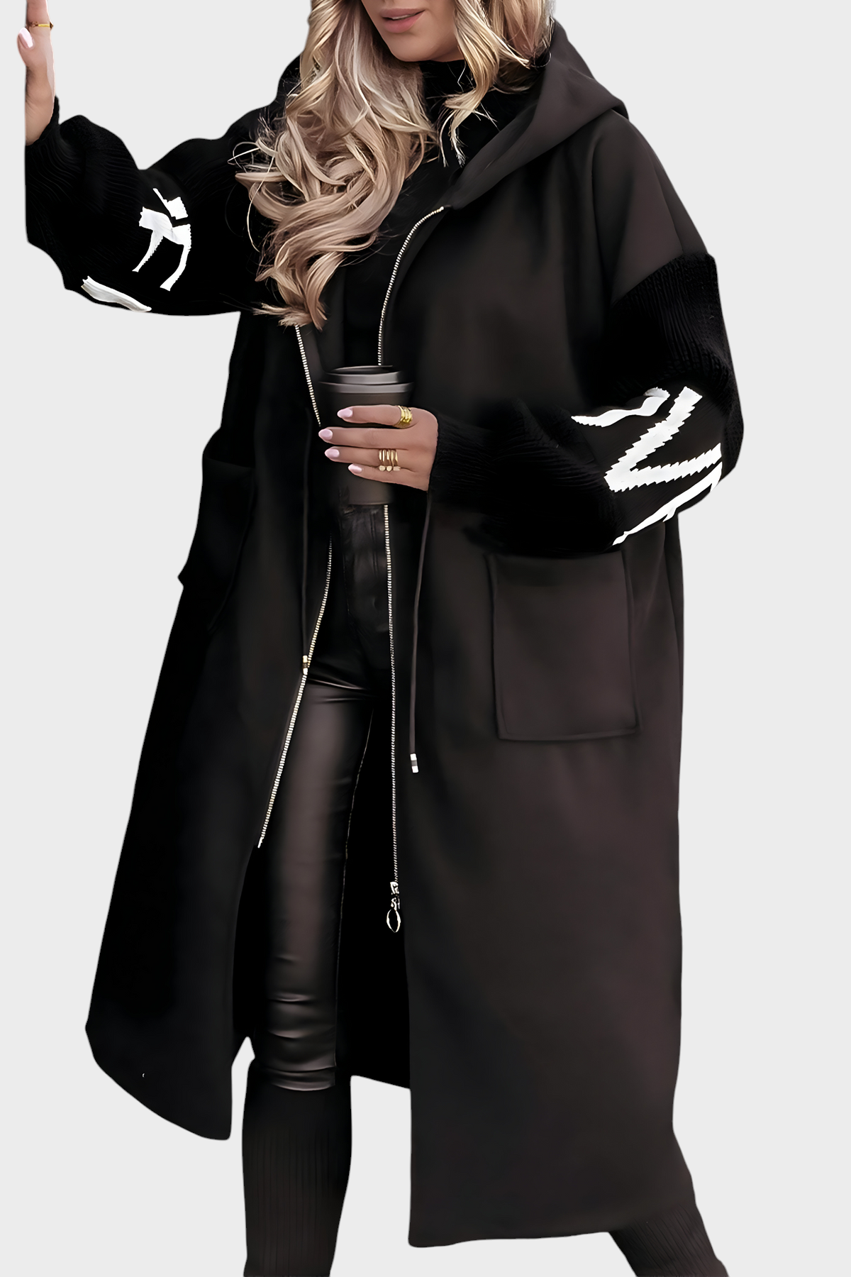 Peggy | Women's Jacket with Knitted Sleeves and Hood