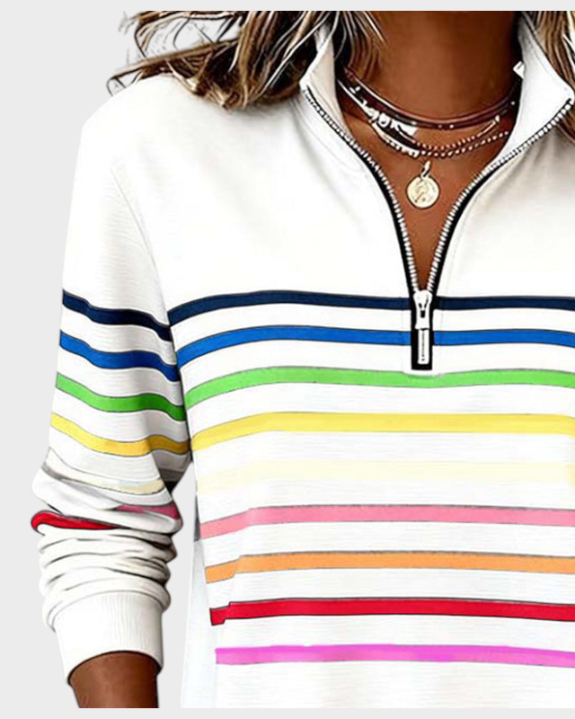 Marlen | Rainbow Half-Zip Blouse