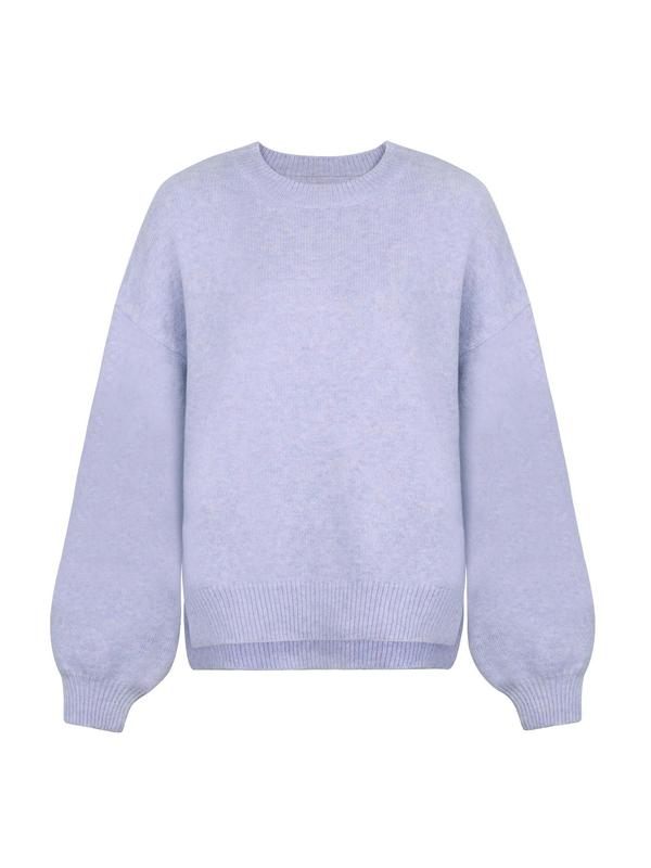 KIARA - Women's Drop Shoulder Split Hem Round Neck Sweater