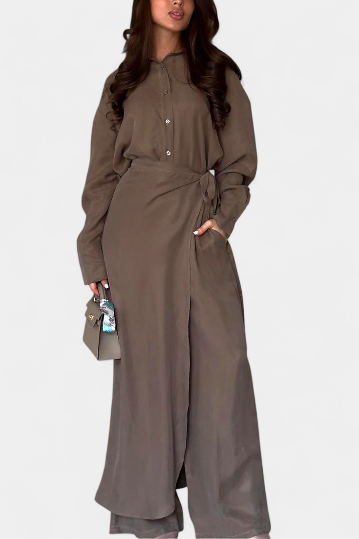 Marisol Casual Set with Loose Shirt and Pants-Skirt