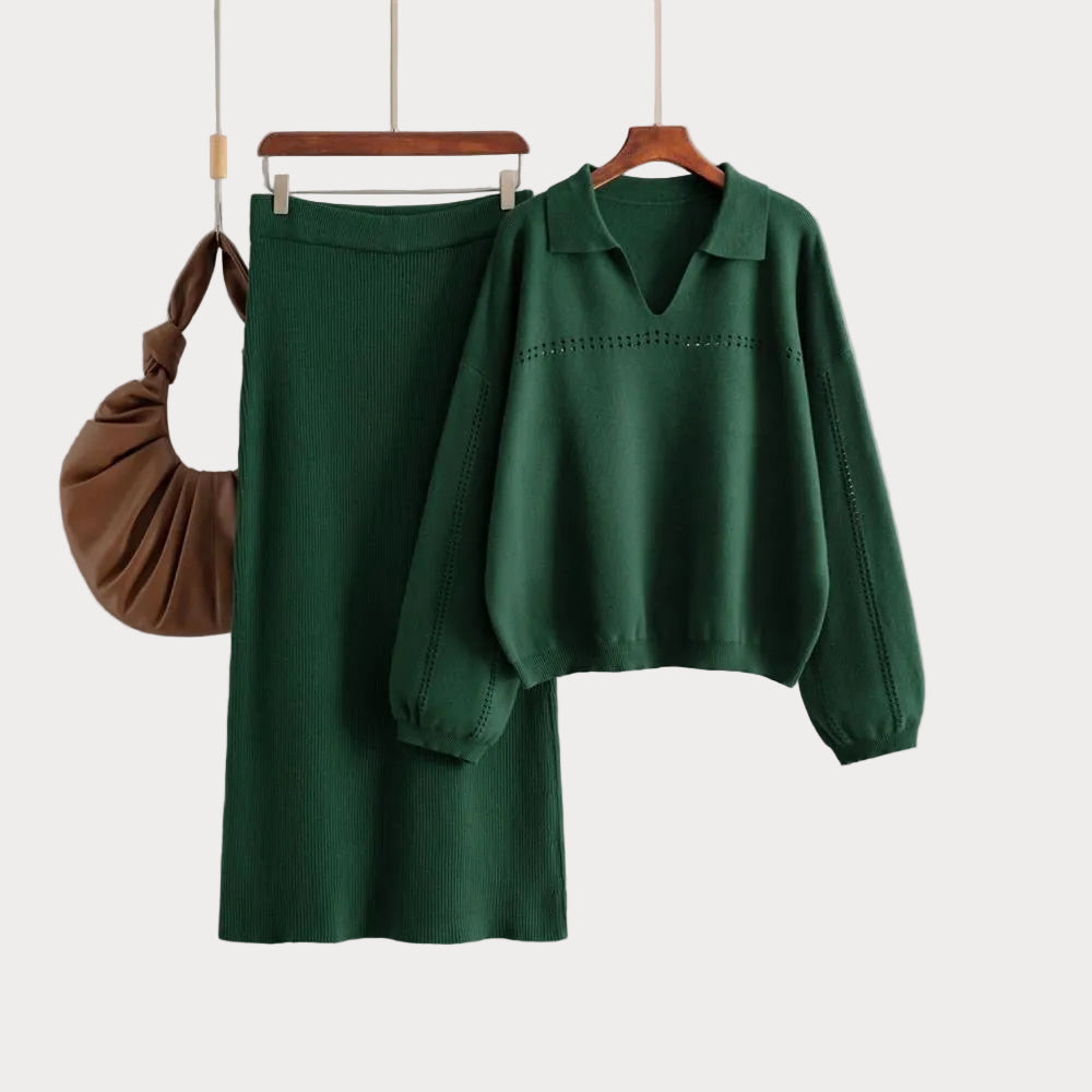 Gertrud | Luxury Wool Blend Set - Knit with Skirt