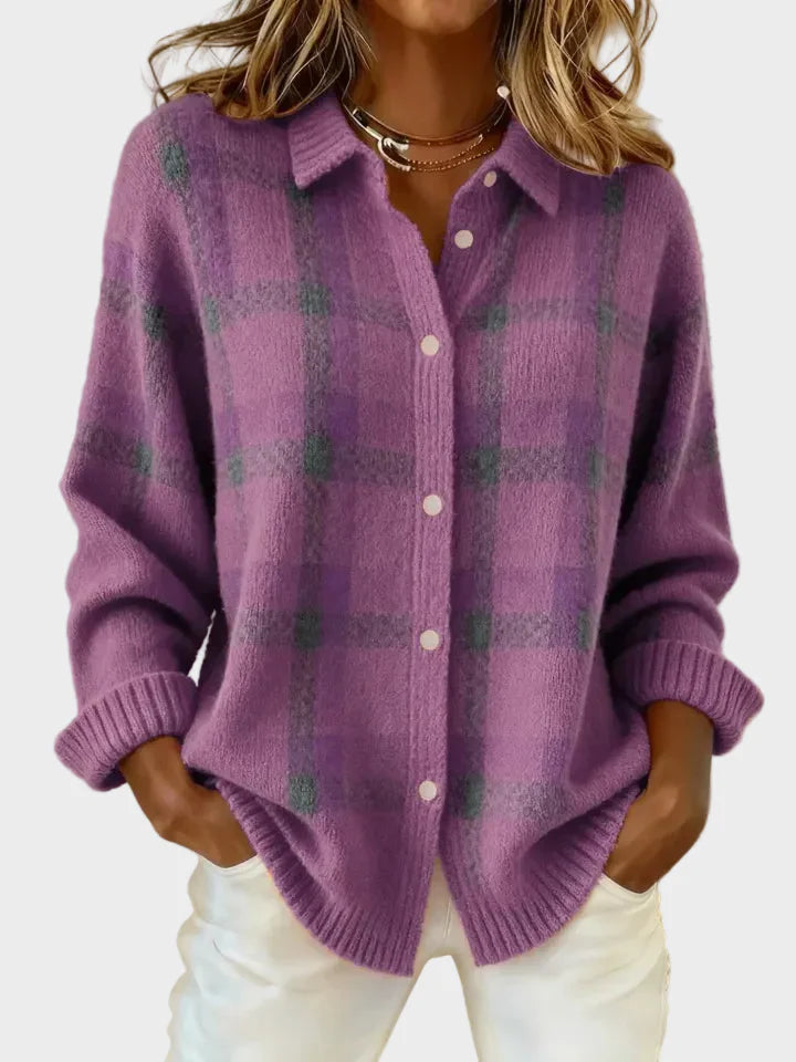 Valeria | Casual Contrast Retro Plaid Sweater