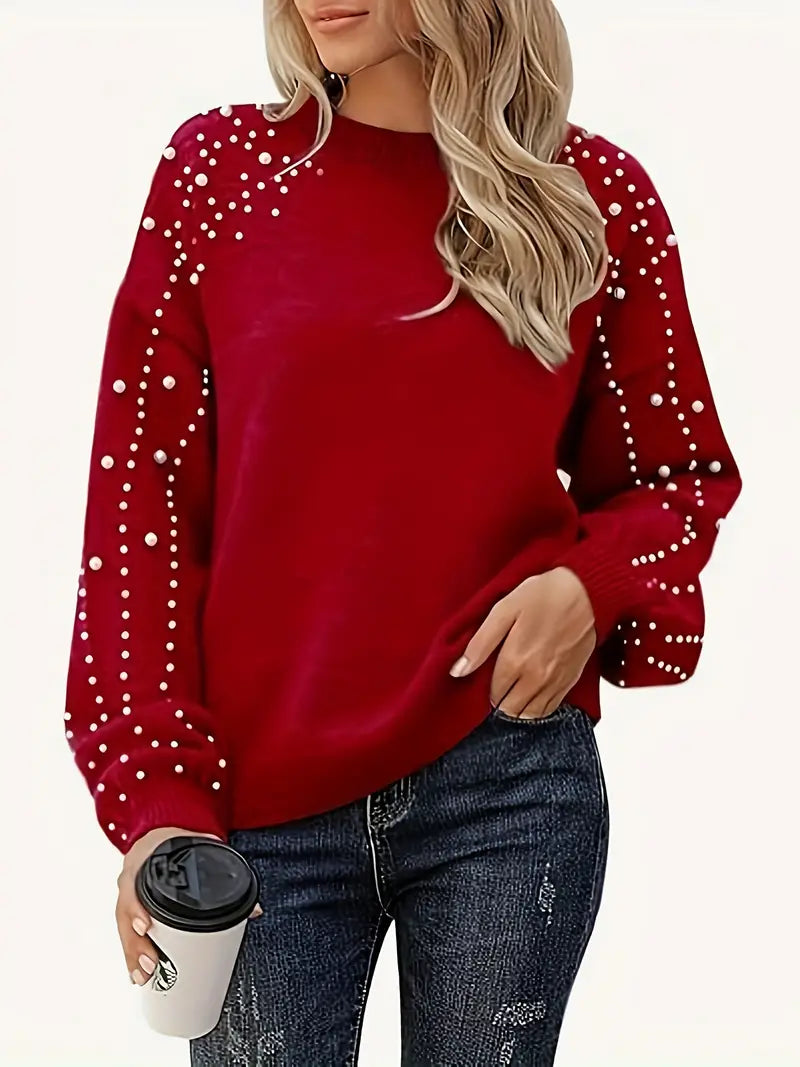 Quinlee - Knitted blouse with long sleeves and round neckline