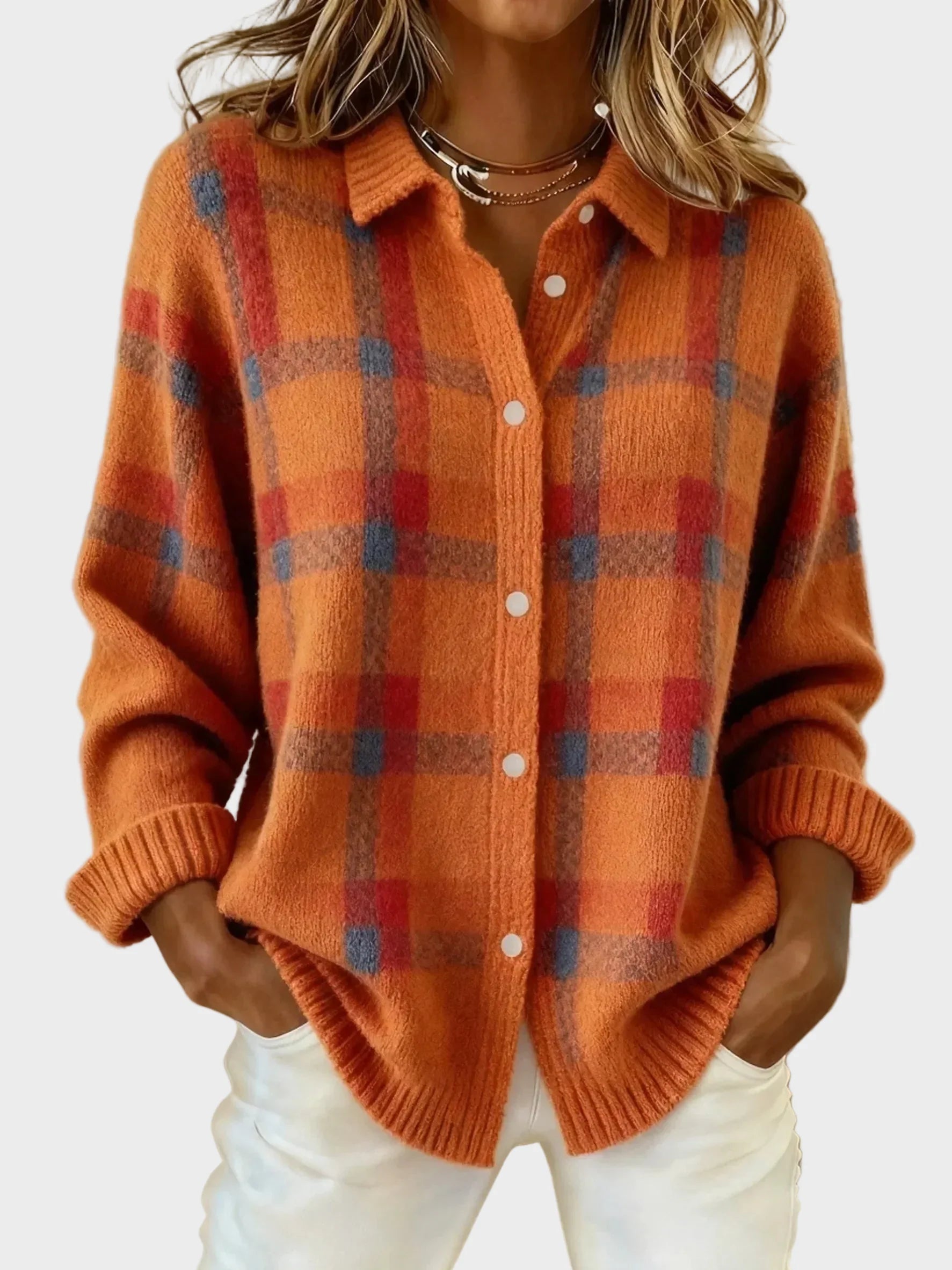 Valeria | Casual Contrast Retro Plaid Sweater
