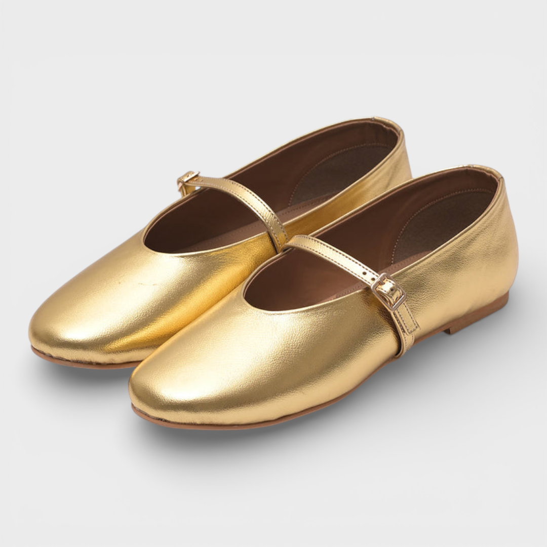 Navea | Gold Mary Jane Flats