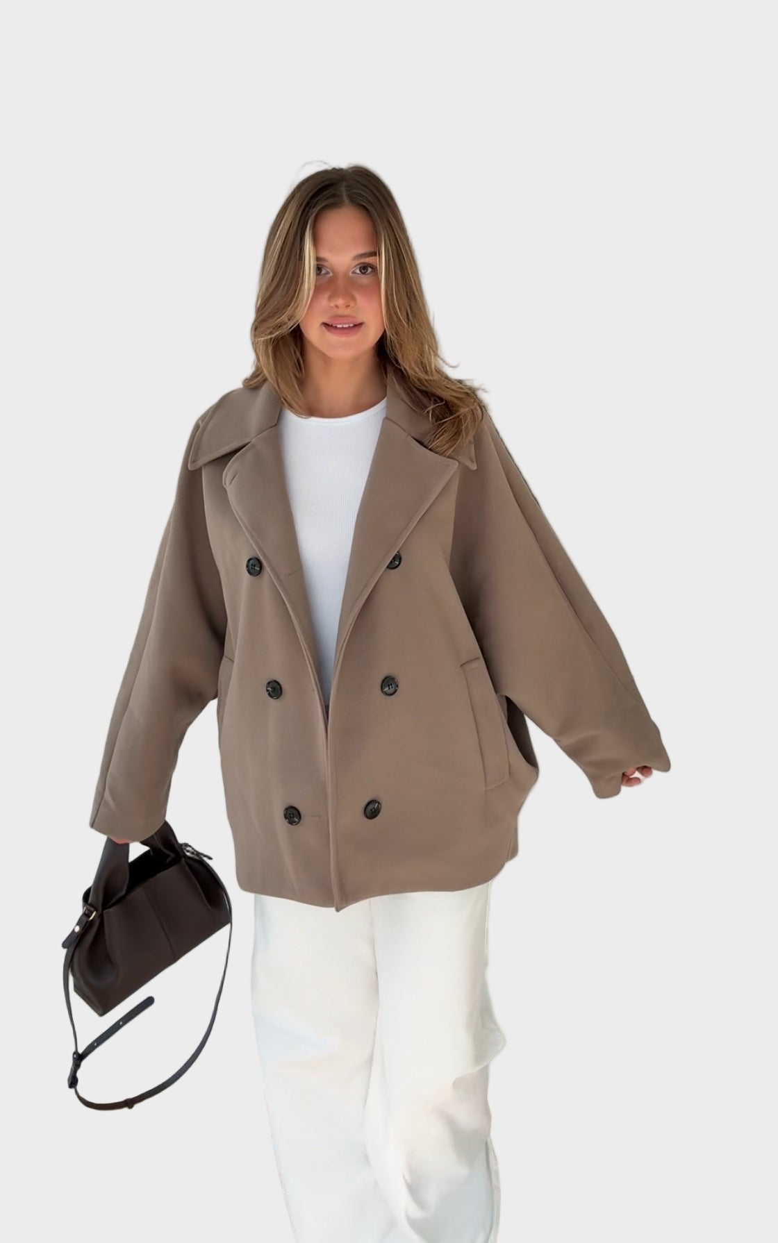 Wide-leg jacket in cinnamon color