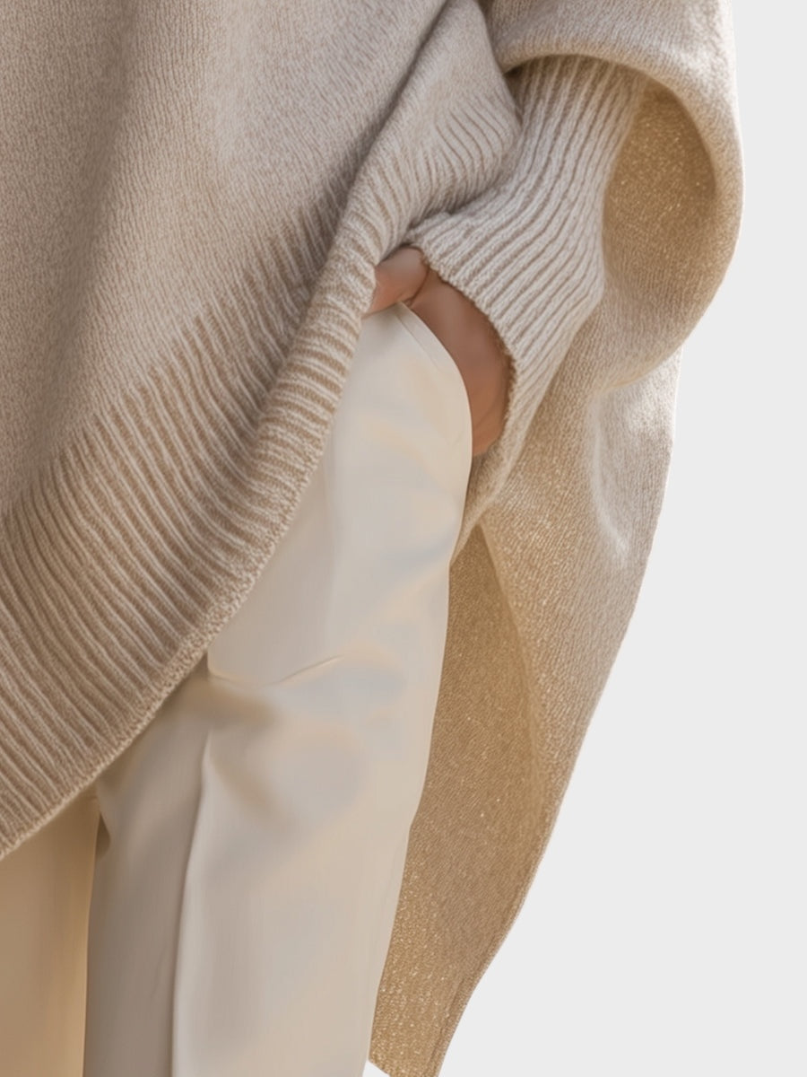 Knitted Poncho Sweater in Wide Line