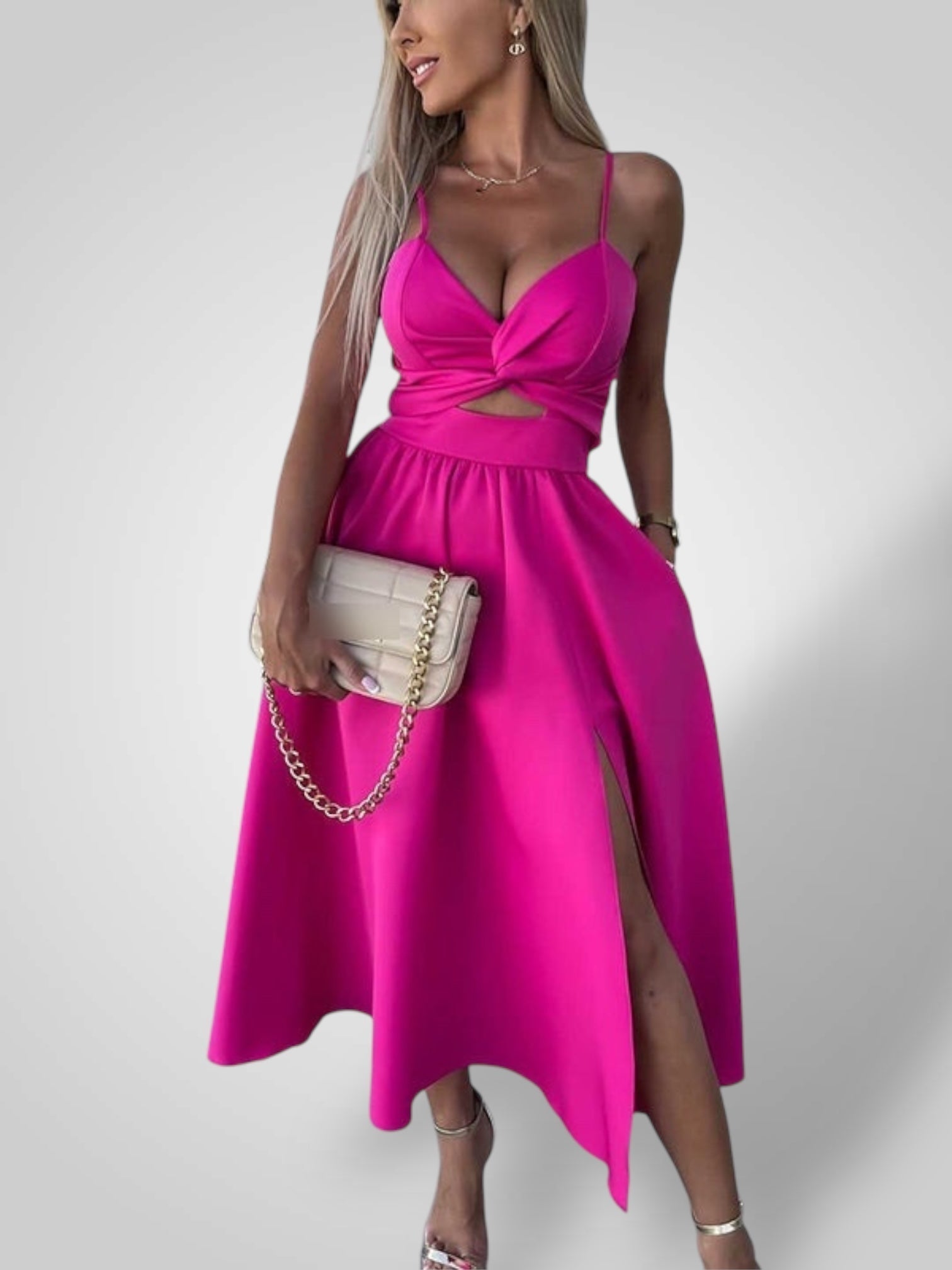 Evi | Women's Dress with Thin Straps and High Slit