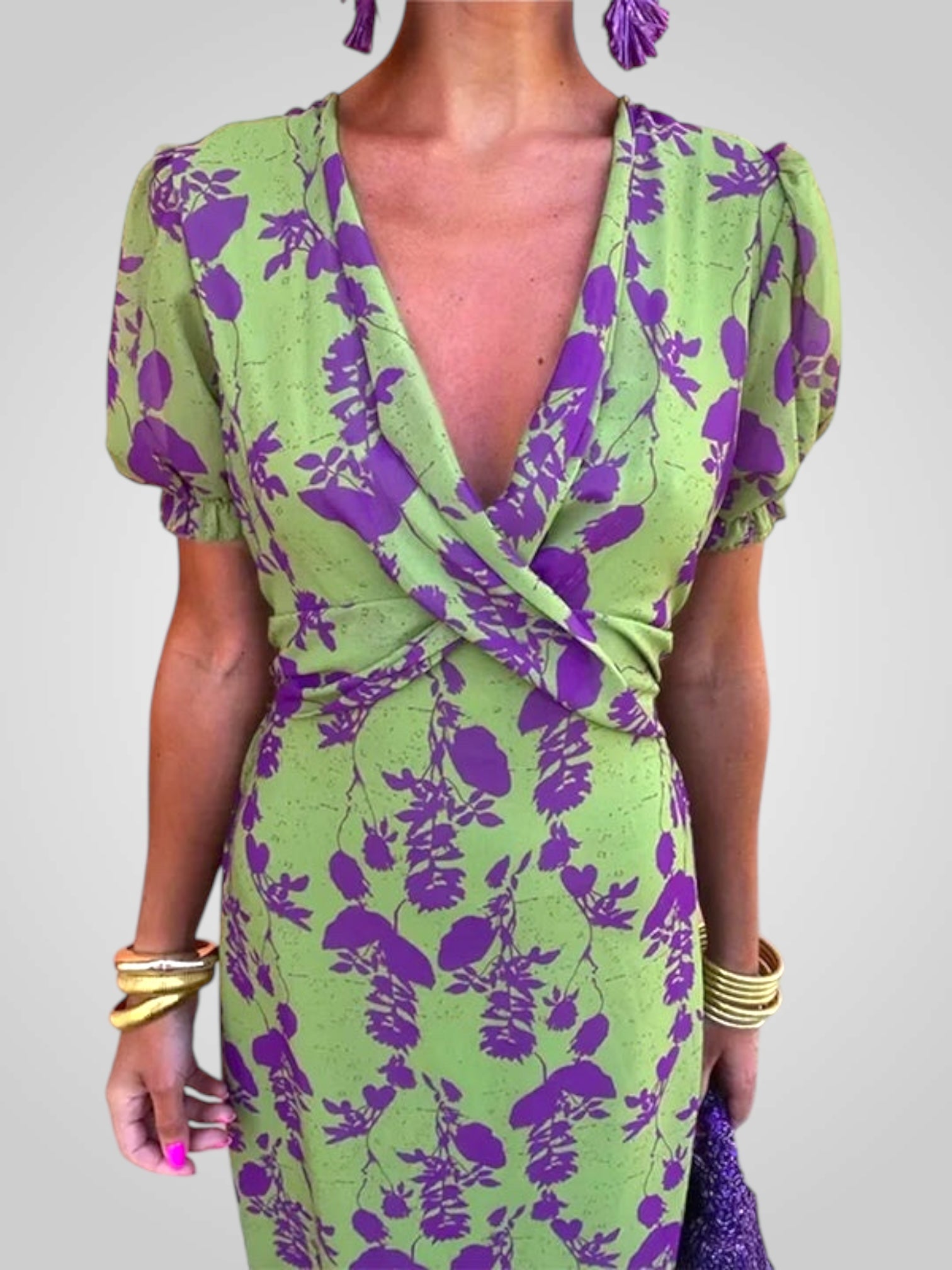 Dulce | V-Neck Floral Midi Dress