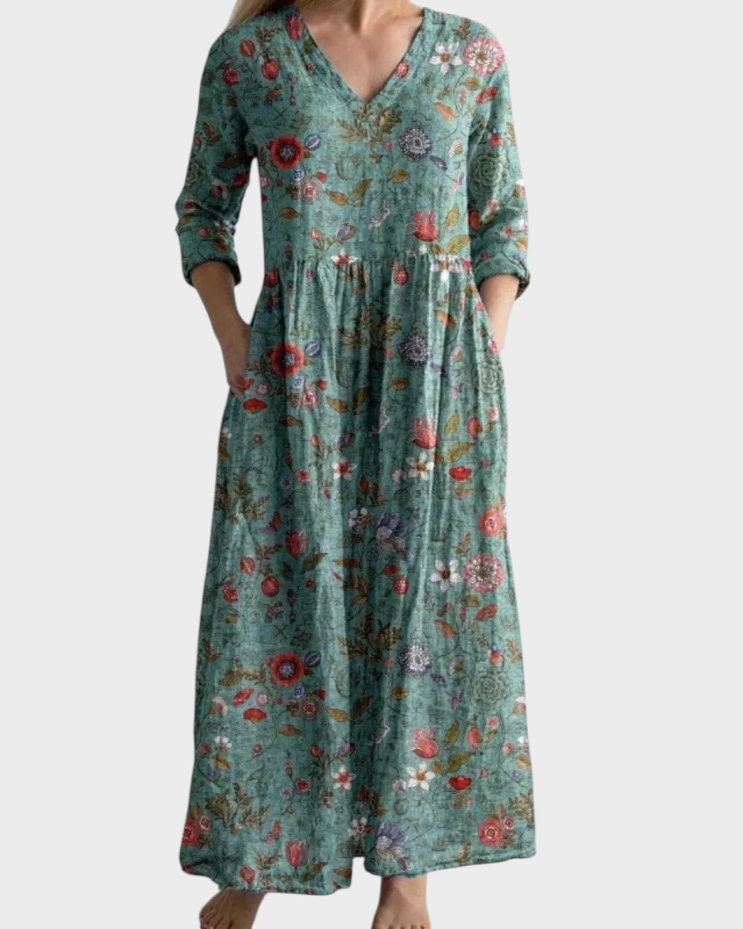 C&G™ | Retro Long Dress with Floral Pattern