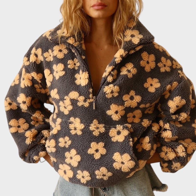 Daisy - Fleece sweatshirt with floral pattern