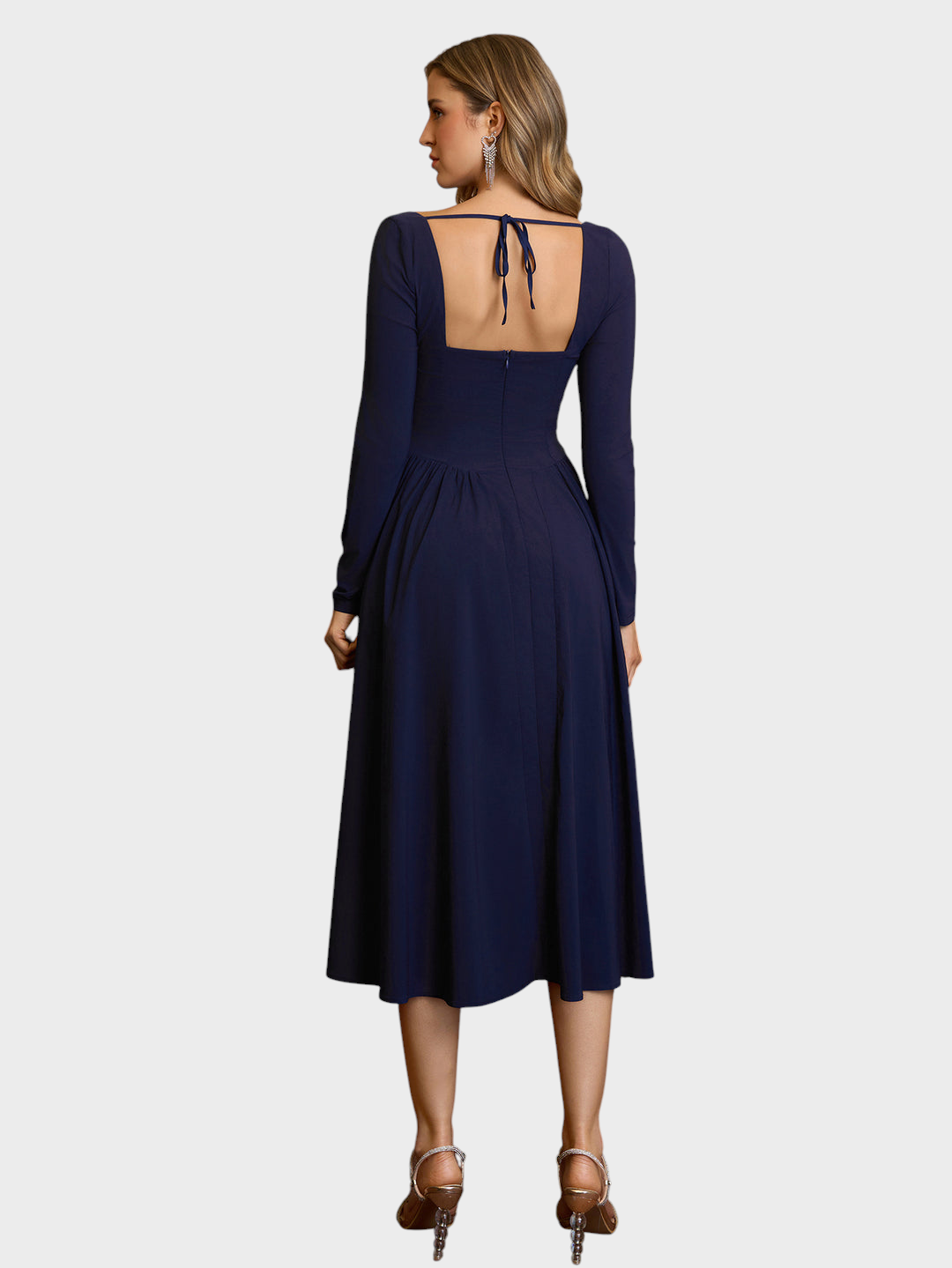 Shannon | A-Line Dress with Long Sleeves and Tie Back