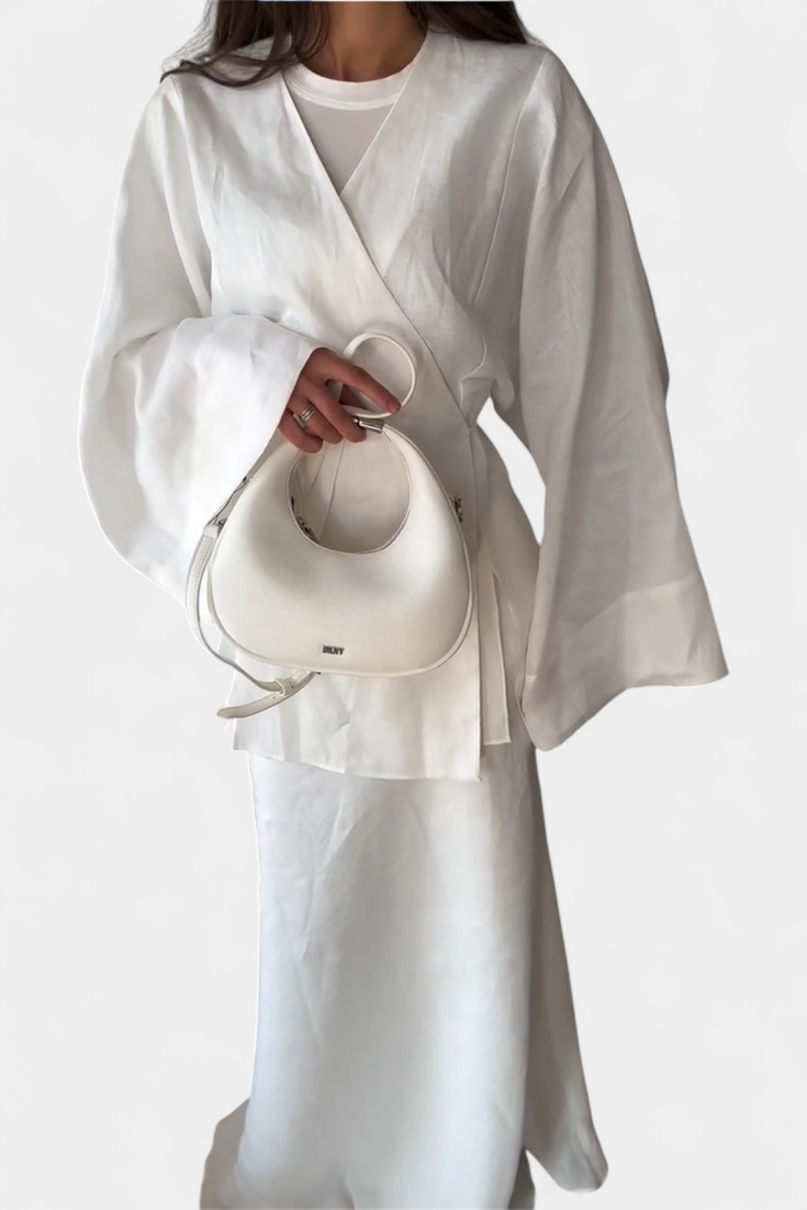 Zelda V-Neck Shirt and Open Skirt Set