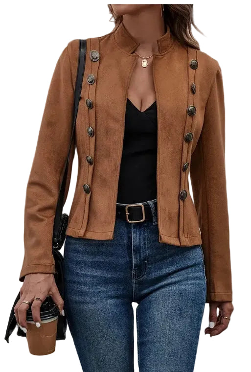 Daniela - Retro Suede Double-Breasted Jacket