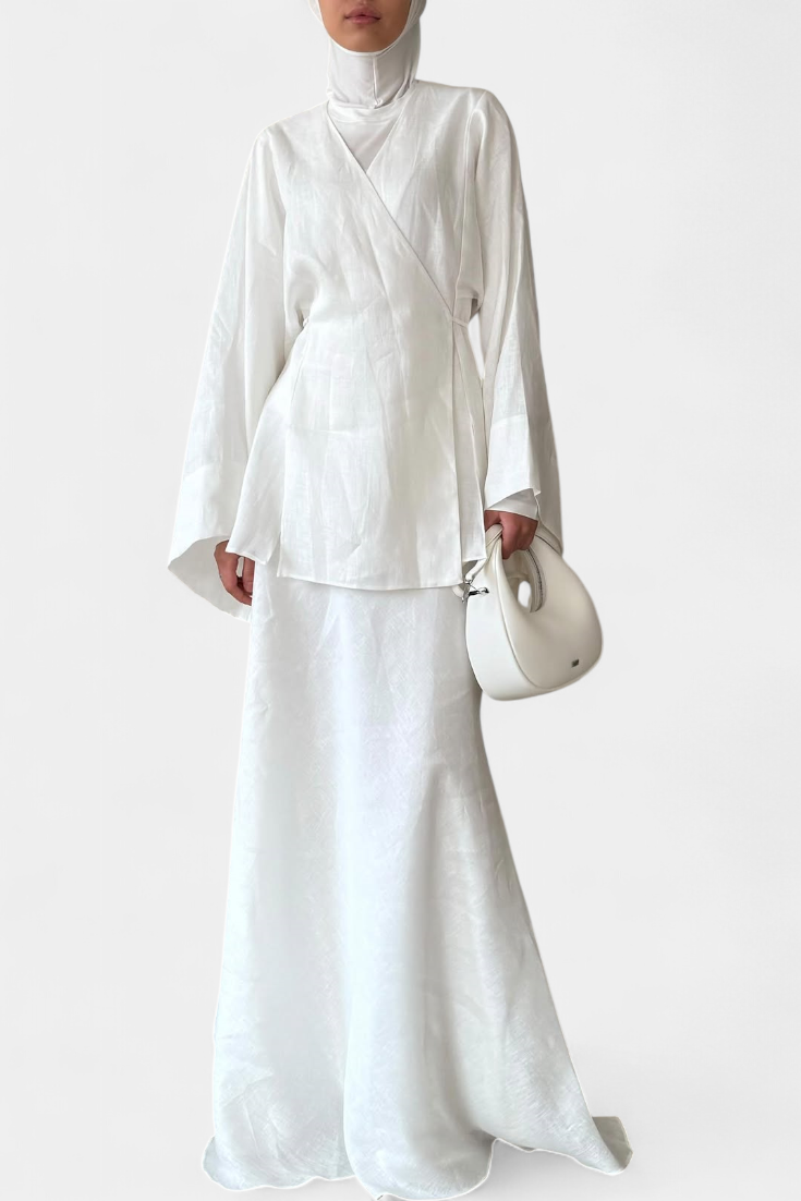 Zelda V-Neck Shirt and Open Skirt Set