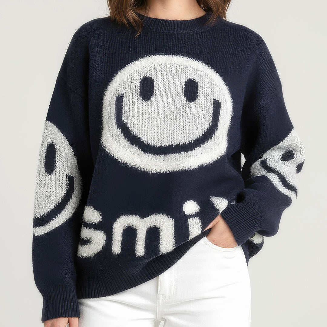 Paula - Oversized Fuzzy Smile Sweater