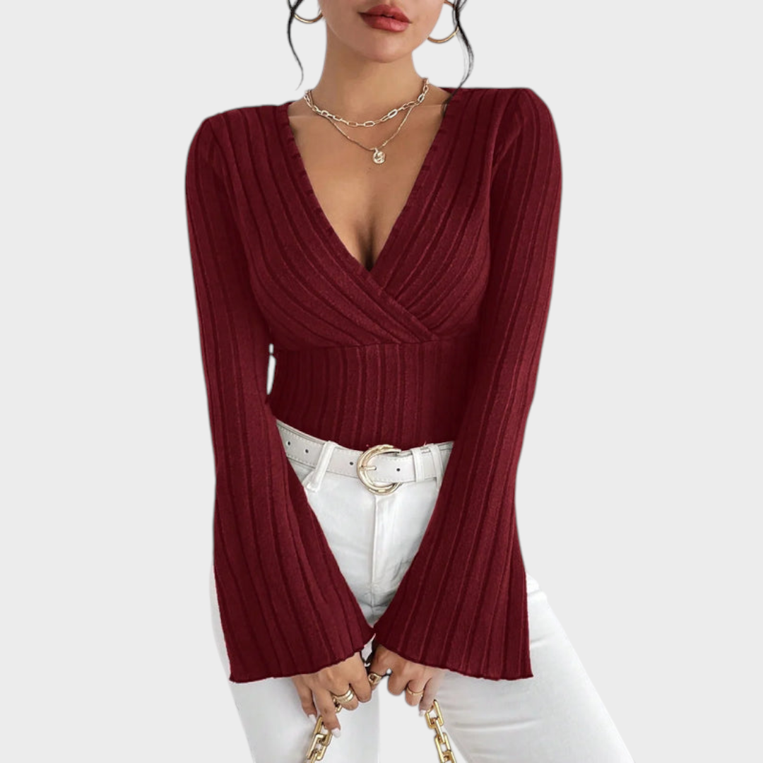 Audrie | V-neck Bell-Bottom Blouse