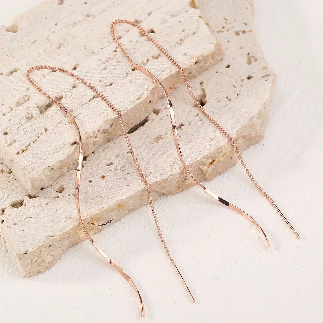 Long Earrings with Wave Pattern