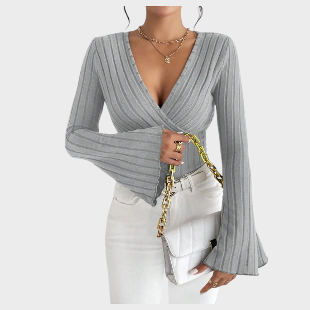 Audrie | V-neck Bell-Bottom Blouse