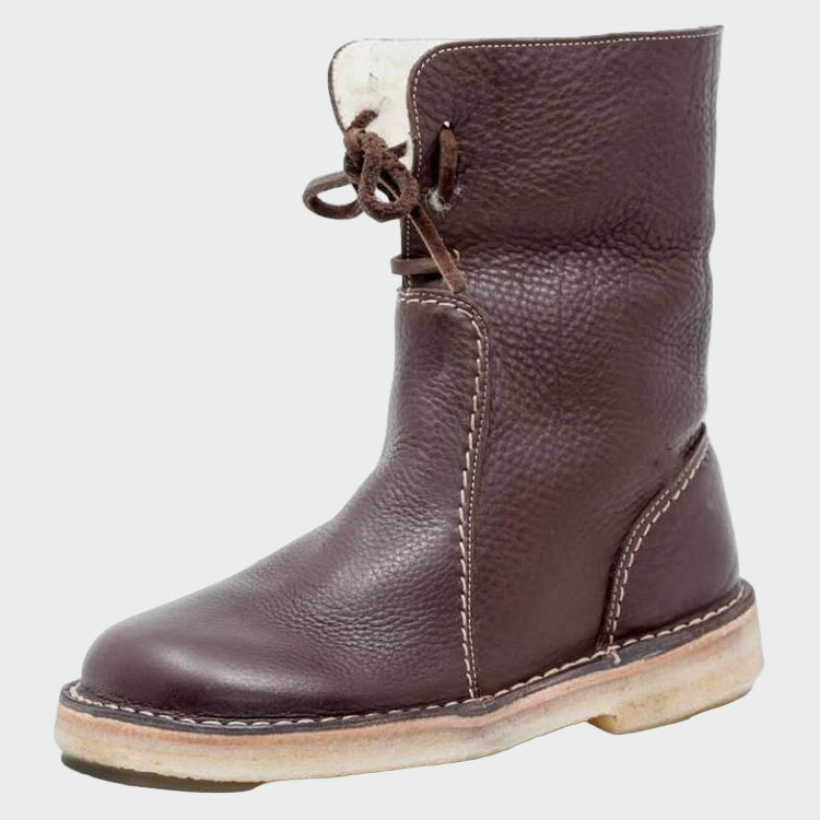 Waterproof leather boots with wool lining
