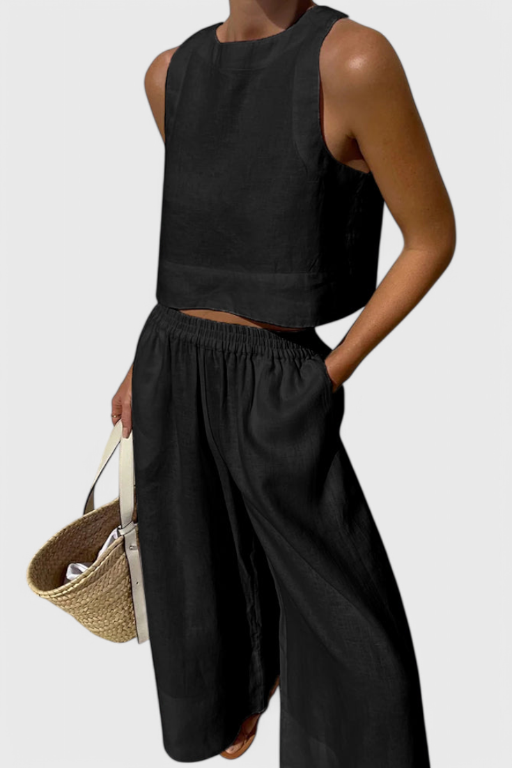 Avelina Minimalist Set in Lightweight Cotton and Linen