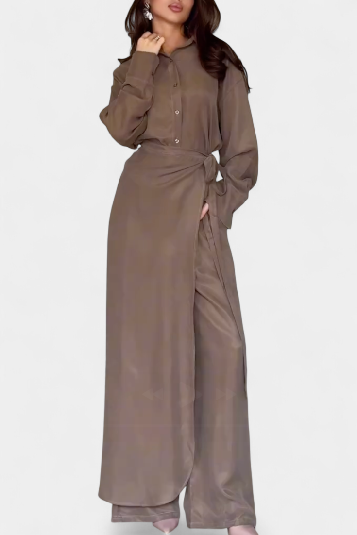 Marisol Casual Set with Loose Shirt and Pants-Skirt