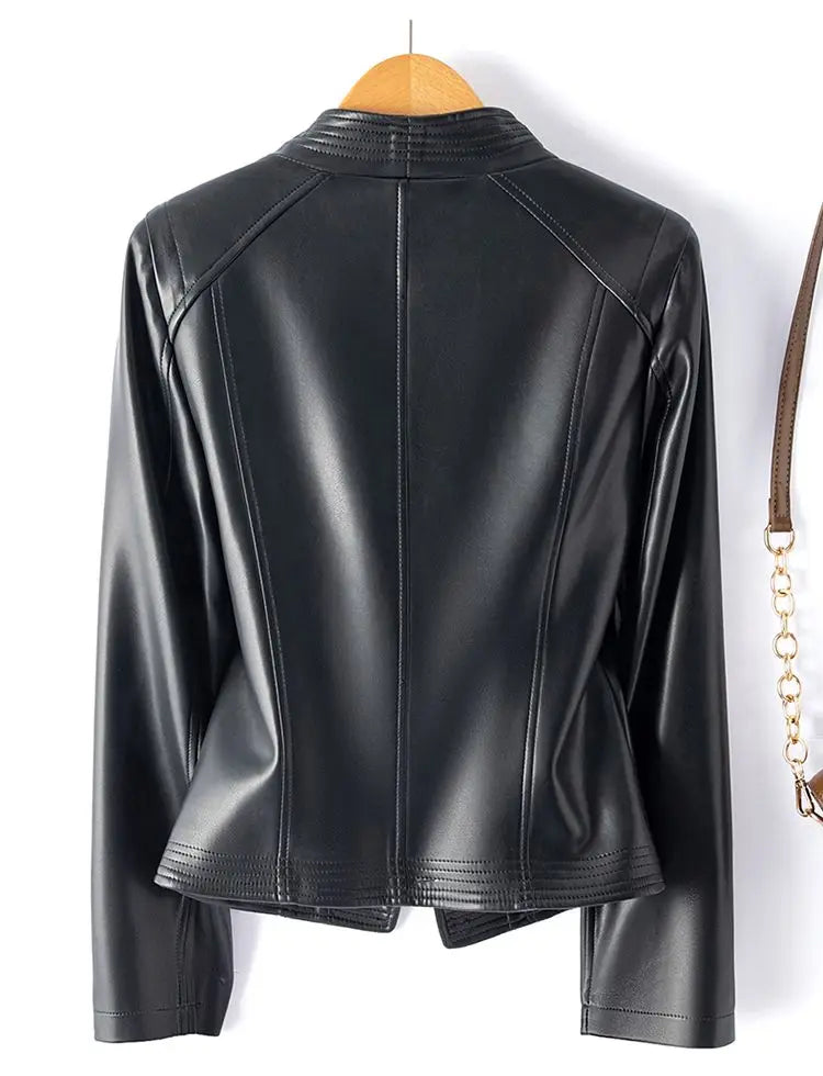 Clarisse sheepskin leather motorcycle jacket