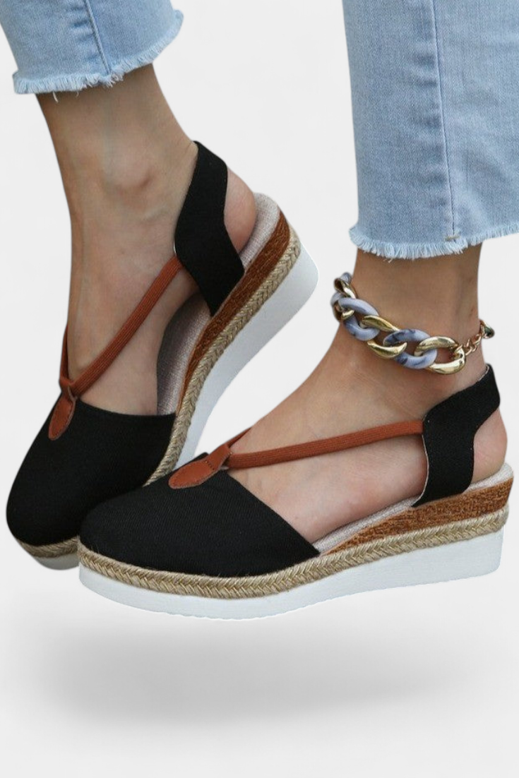 Eunate Sandals with jute effect and natural detail