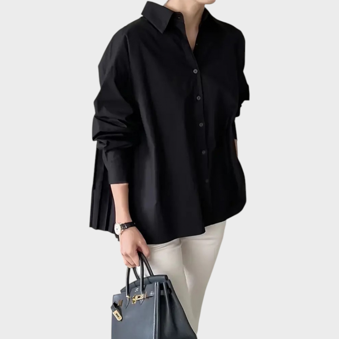 Jackielyn | Elegant Pleated Blouse Monochrome