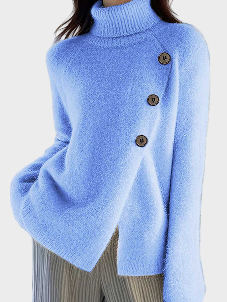 Women's Wool Sweater Blouse Long Sleeve Loose Solid Color