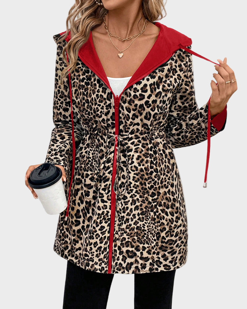 Dionissia | Reversible Jacket with Hat and Leopard Pattern