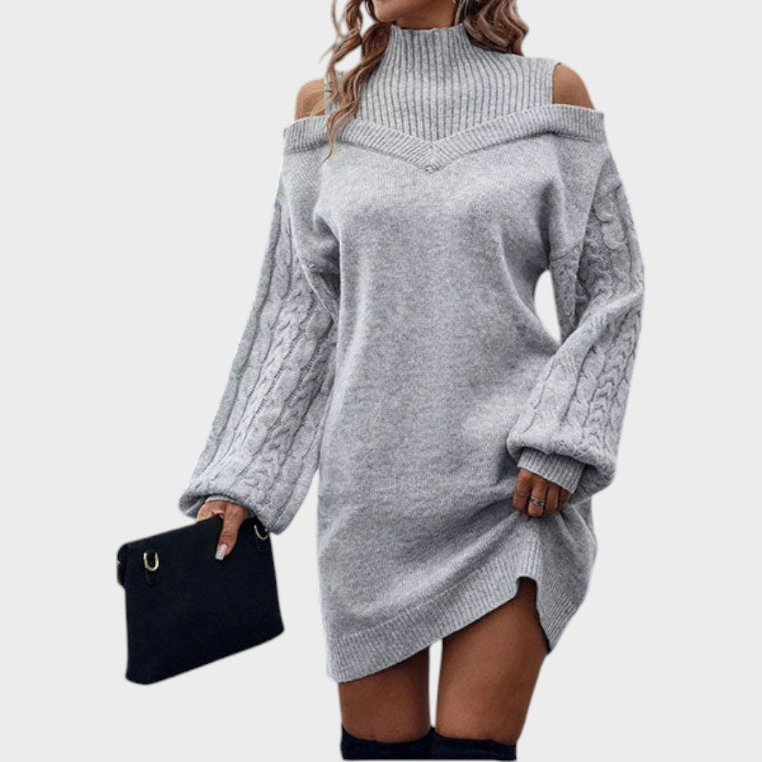 Ninia | Sweater Dress with Fashion and Open Shoulders