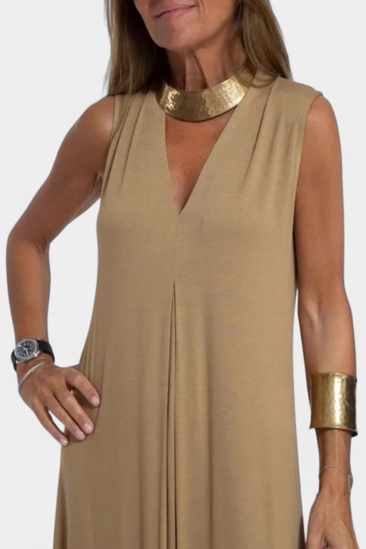 Felisa Elegant Solid Color Maxi Sleeveless Dress