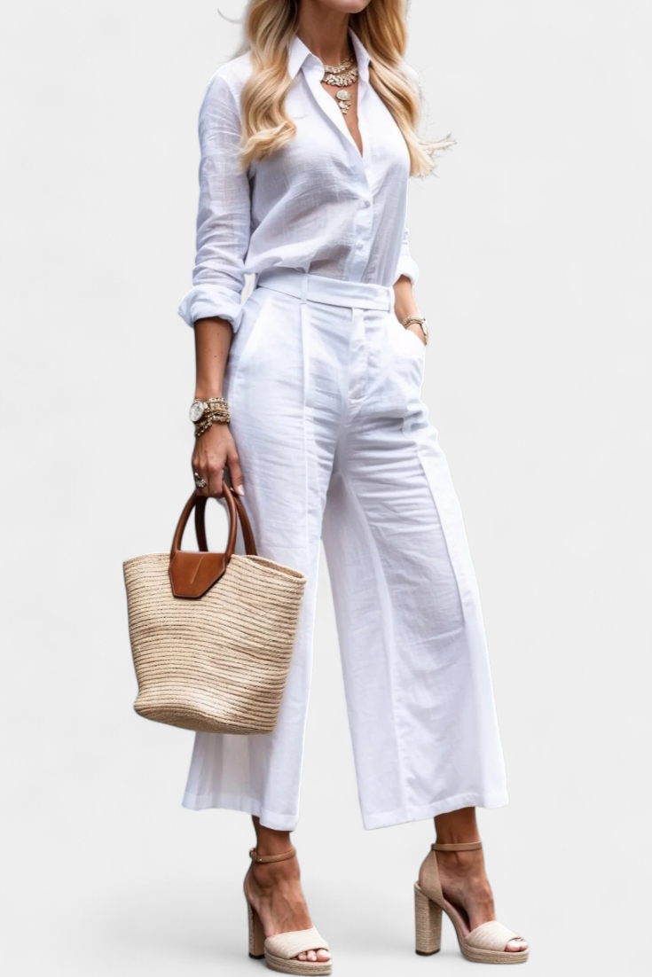 Sabina Pink Set with Airy Shirt and Capri Pants