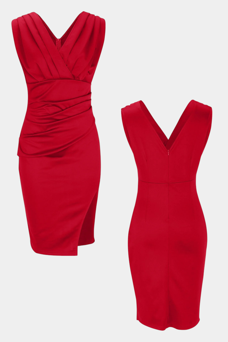 Rosanna Elegant Bodycon Dress with V-Neck and Side Slit