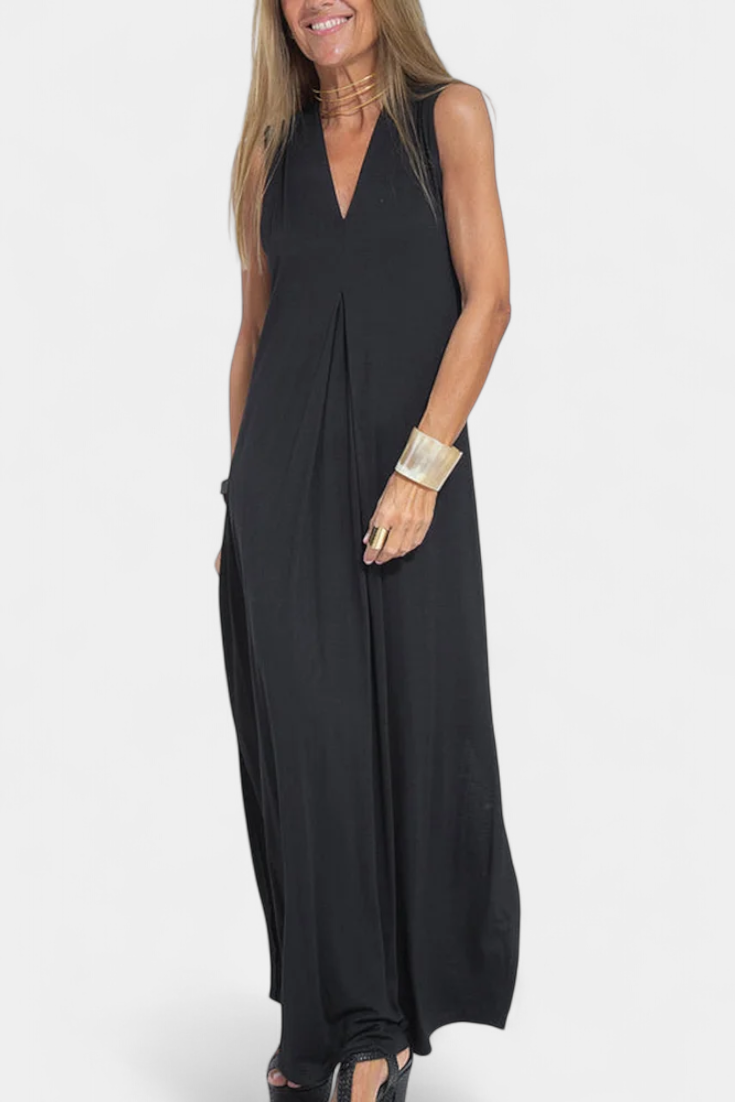 Felisa Elegant Solid Color Maxi Sleeveless Dress