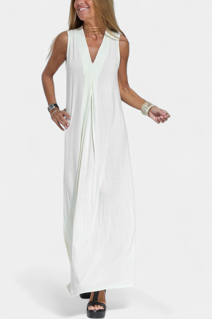 Felisa Elegant Solid Color Maxi Sleeveless Dress