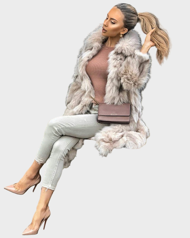 Dawn - Long faux fox fur coat