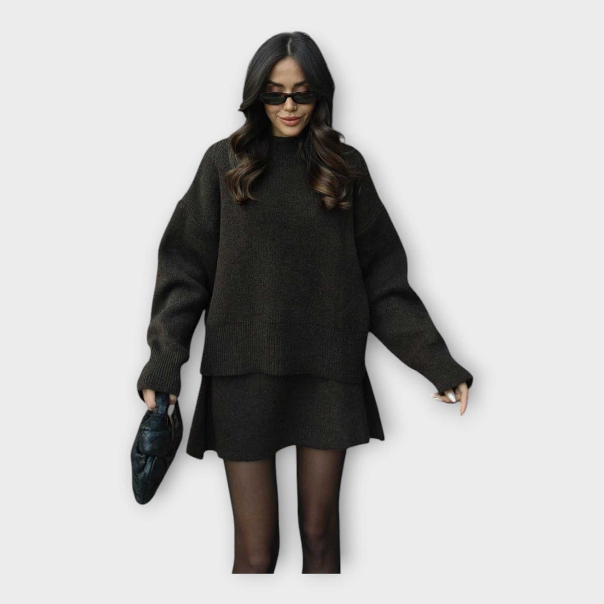 Knitted Blouse and Skirt Set with a Modern Line