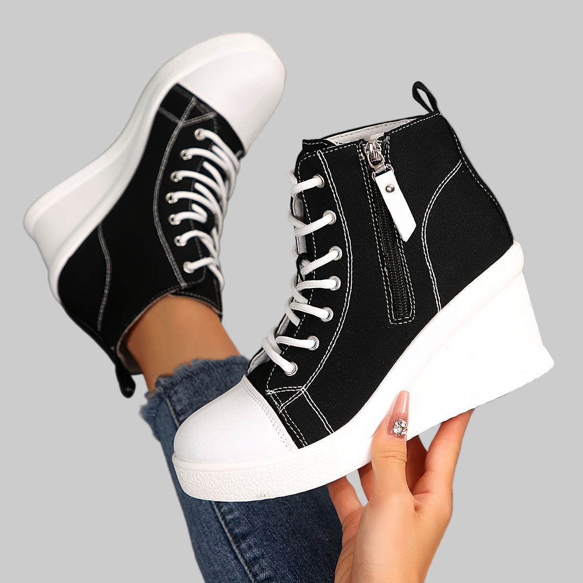 Mideia | Uptown Canvas Wedge Sneakers