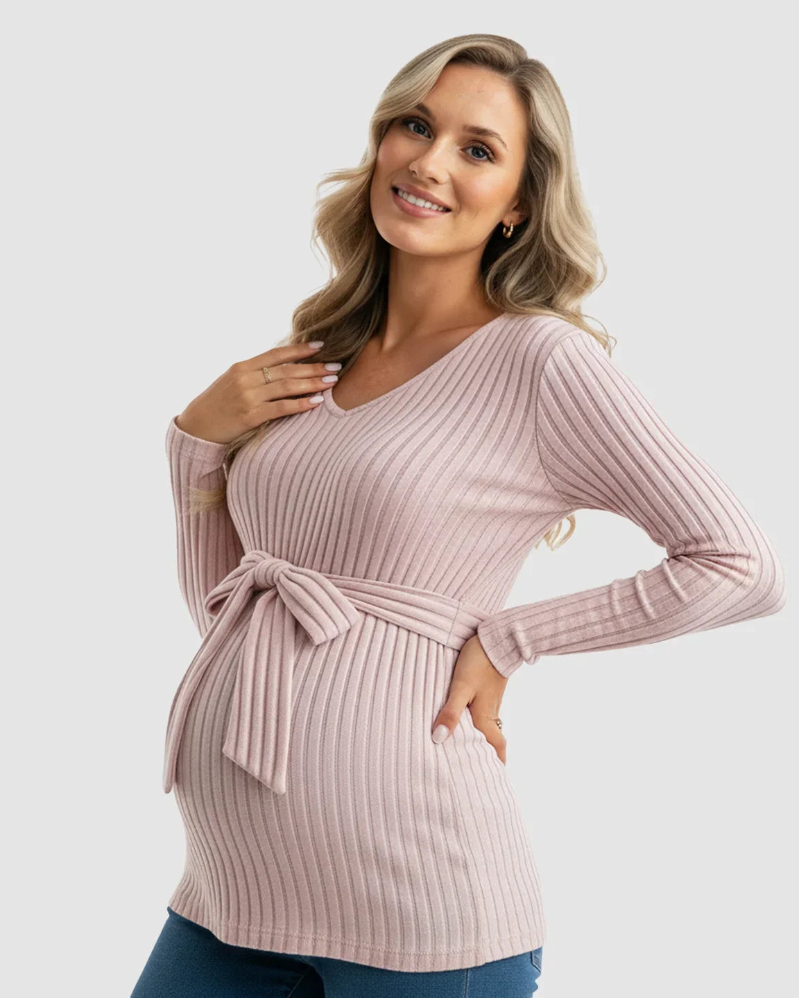 Gloria - Tie-Waist Ribbed Maternity Top