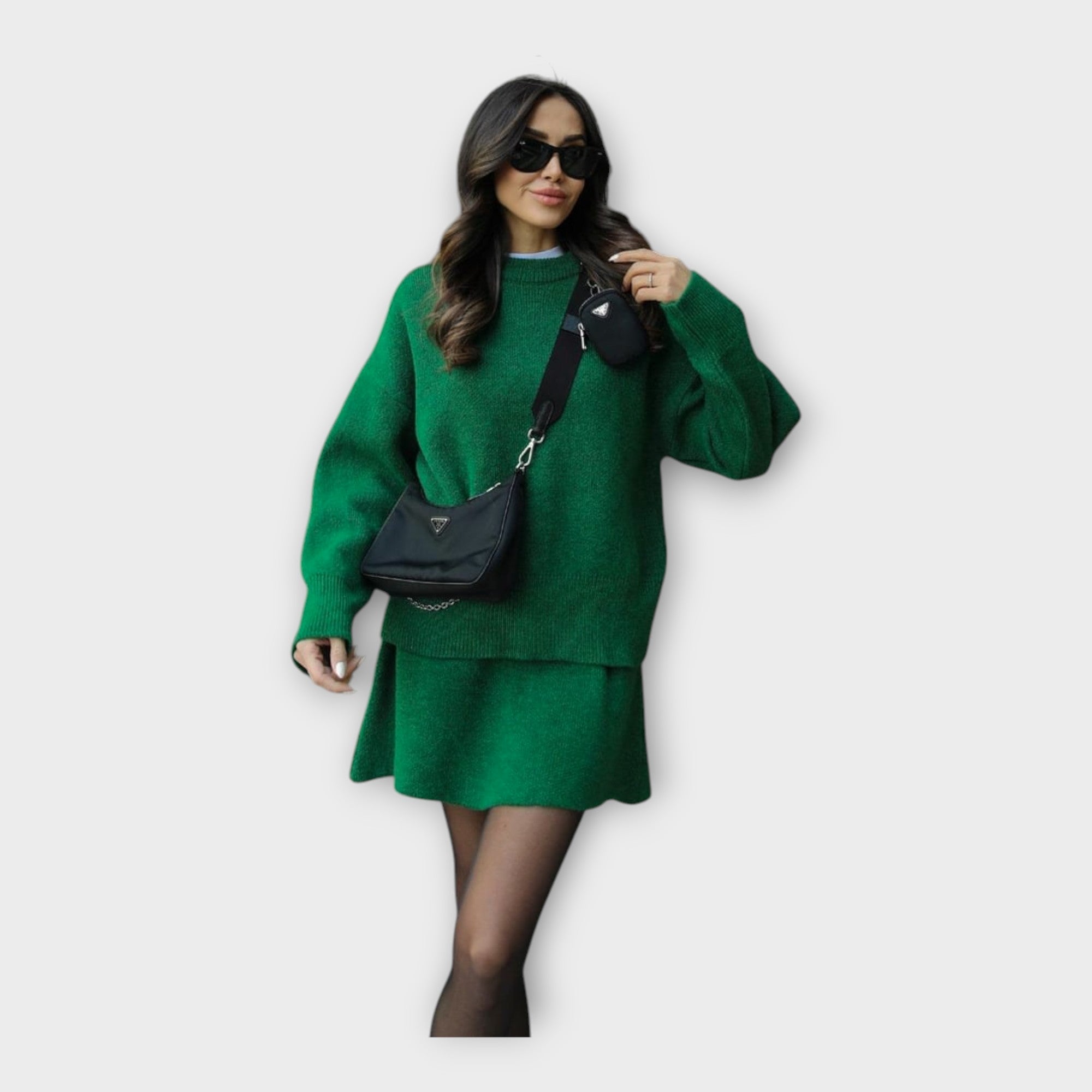 Knitted Blouse and Skirt Set with a Modern Line