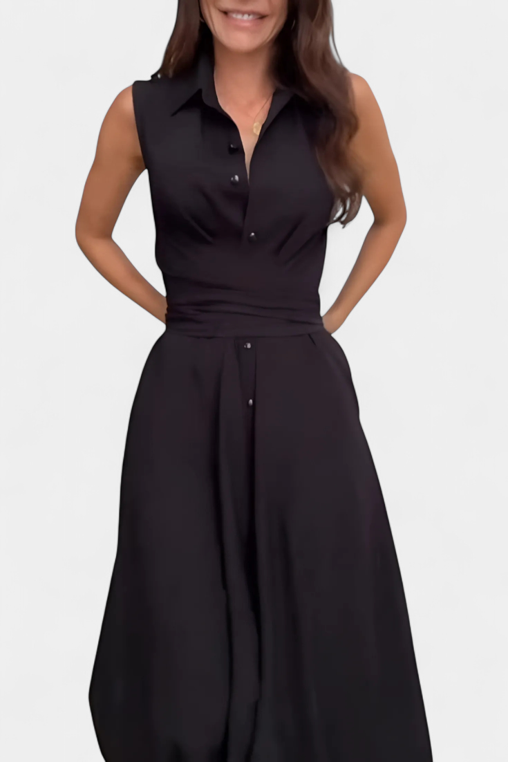 Meryl Shirt Dress with Buttons and Adjustable Belt