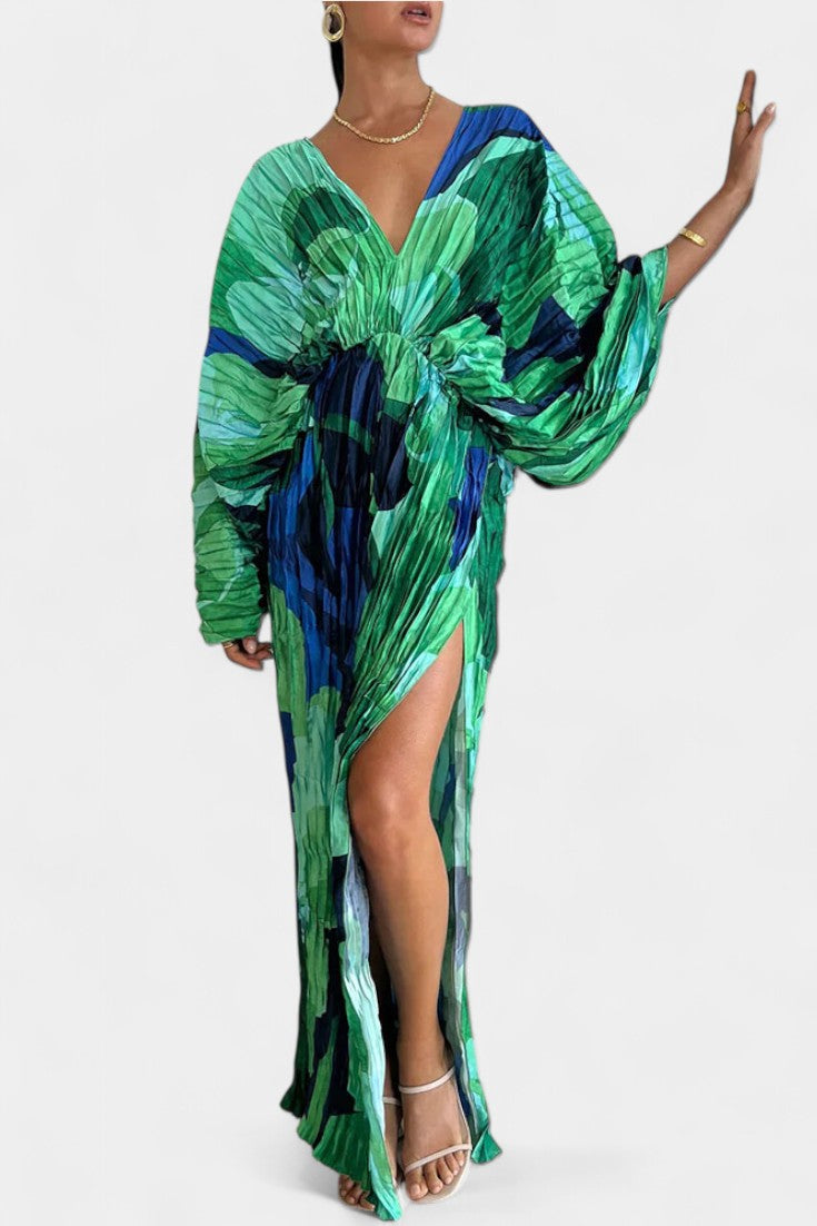 Rebecca Maxi Dress with Cutout and Pleats