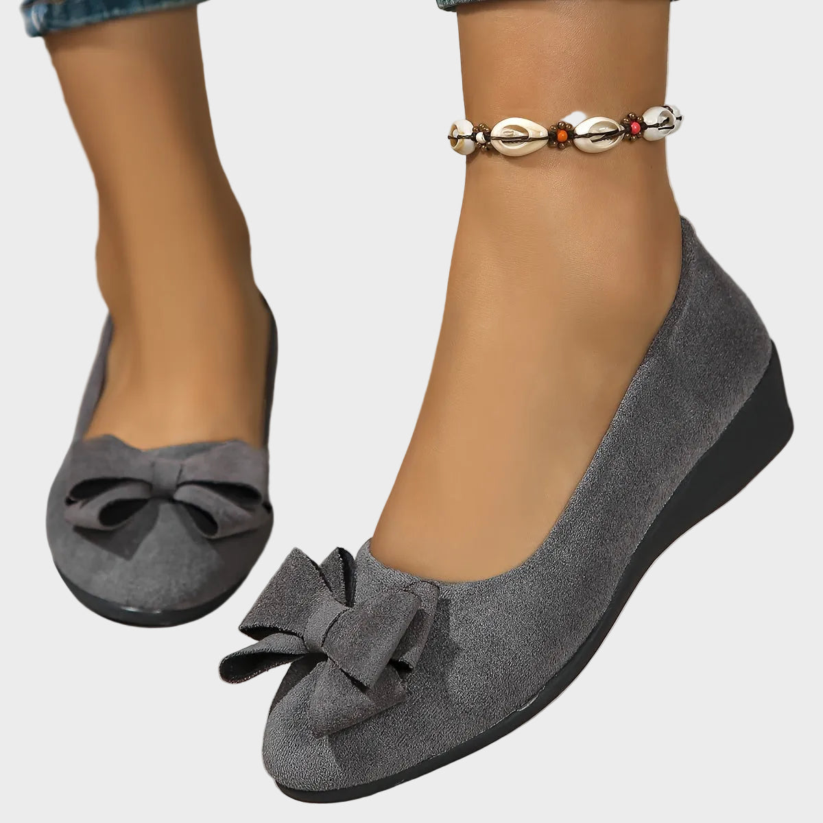 Fransiska -Breathable Non-Slip Loafers with Bow Tie