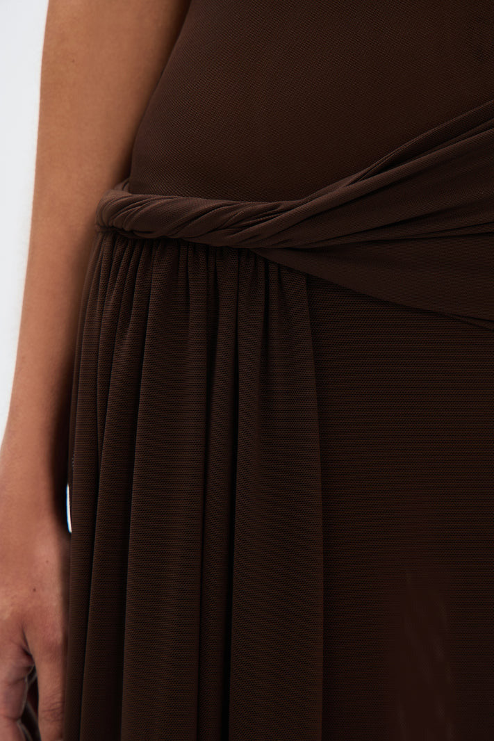 Eranda Mesh Drape Maxi Dress