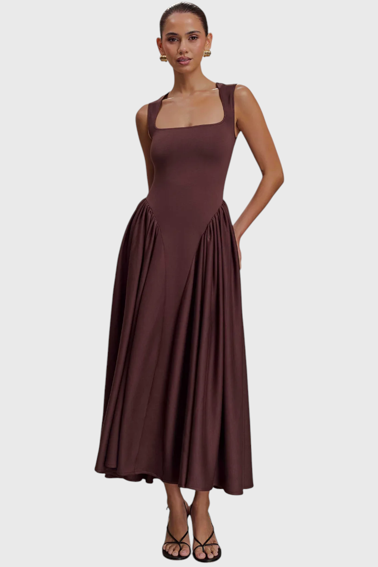 Verona Midi Dress with Square Neckline
